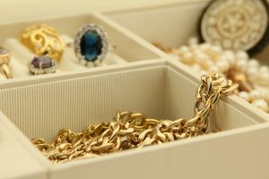 gold jewelry in a jewelry box